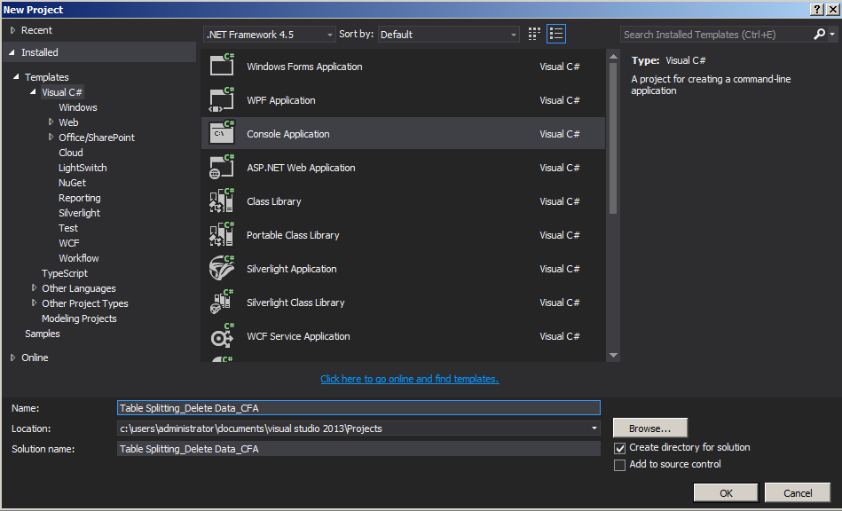 create console application